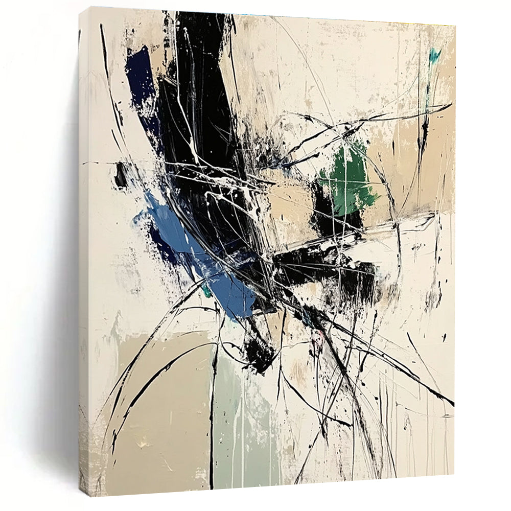Dynamic Black and White Abstract for Contemporary Art Space & Minimalist Office STSC825