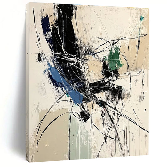 Dynamic Black and White Abstract for Contemporary Art Space & Minimalist Office STSC825