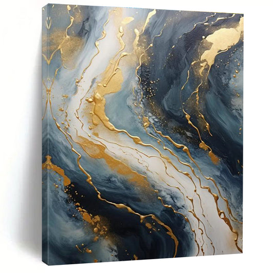Gold - Streaked Abstract Art for Corporate Lobby & Art Deco Home DLZ2299