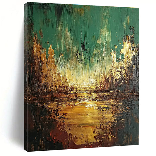 Green and Gold Abstract Landscape for Nature - Inspired Bedroom & Luxury Lounge STSC583