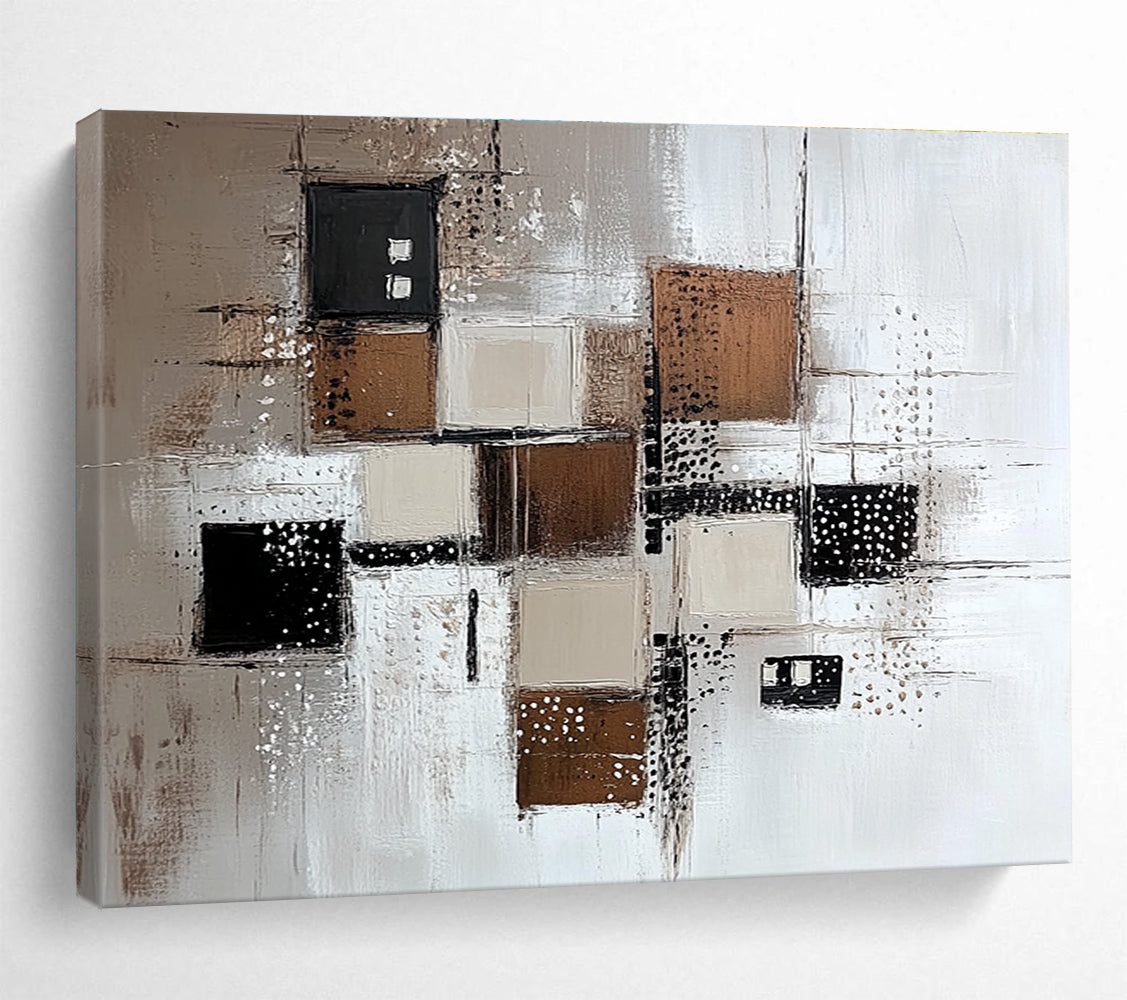 Brown and Gray Geometric Abstract Art for Industrial - Style Loft & Contemporary Art Gallery SC213