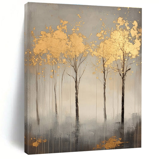 Golden Trees on Grey for Elegant Dining Room & Art - Loving Office STSC1174