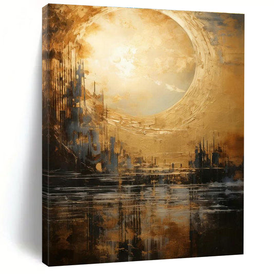 Golden Cityscape Art for Rooftop Bar & Luxury Penthouse DLZ2326