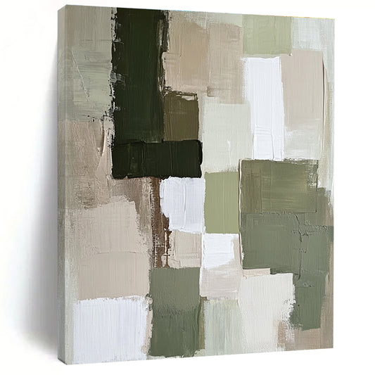 Earthy Green and Beige Blocks for Rustic Cottage Living Room & Nature - Lover’s Study STSC767