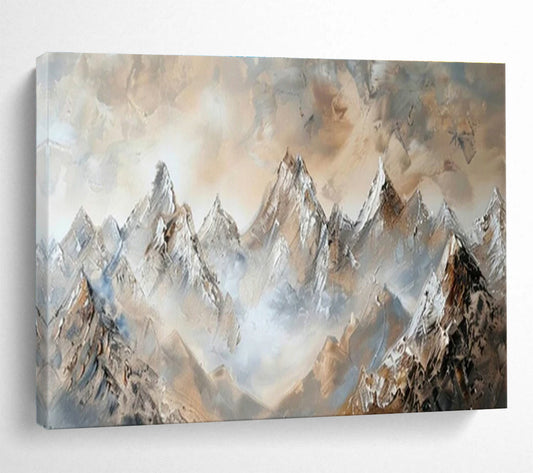 Gold Snow Mountain Landscape Art for Alpine - Inspired Living Room DLZ2850