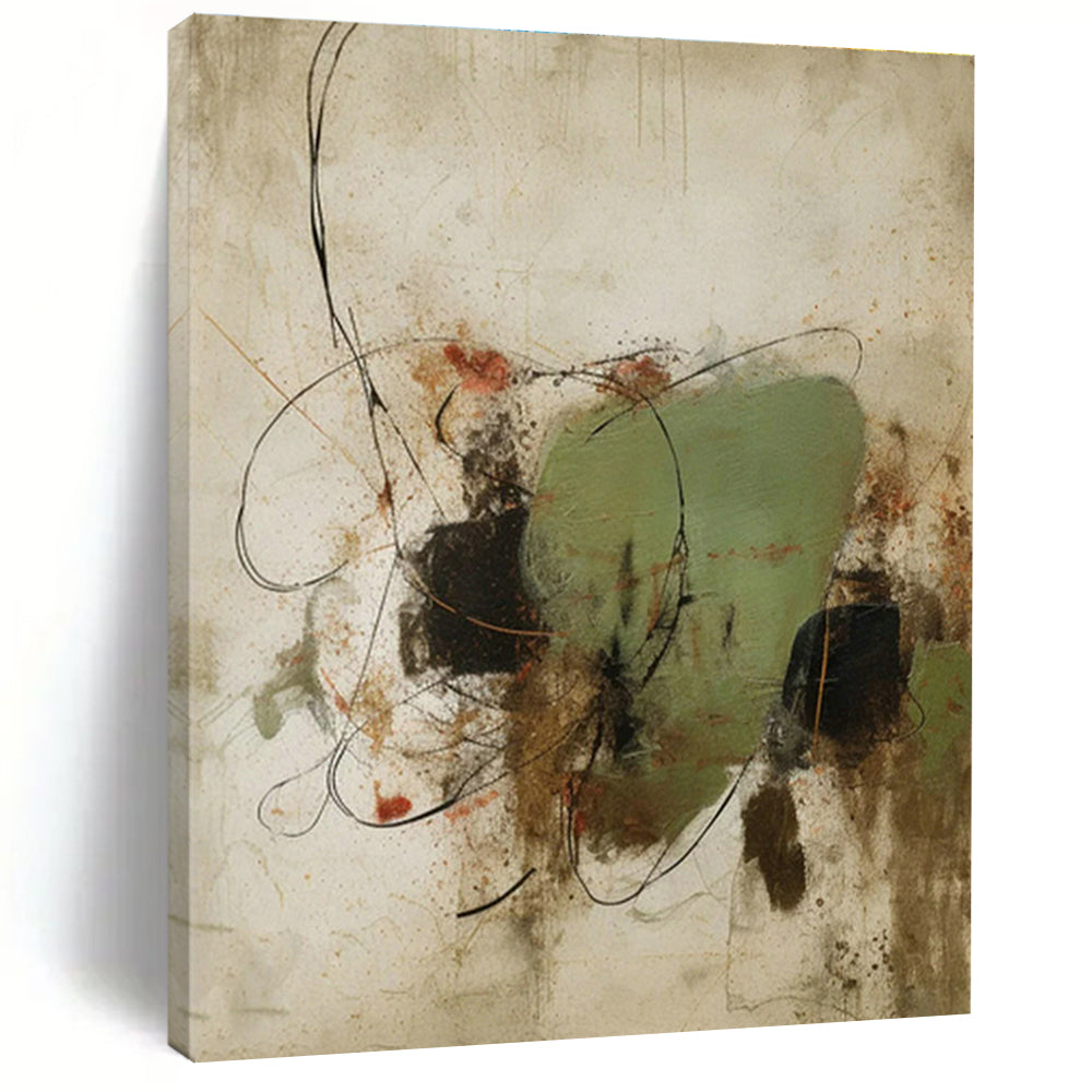 Green - Black Abstract for Bohemian - Style Restaurant & Nature - Inspired Home Office DLZ0893