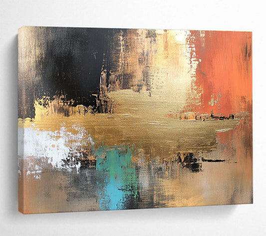 Gold Accent Abstract Art for Luxury Hotel Lobby & Sophisticated Home Office SC091