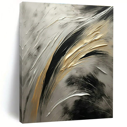 Gold - Silver - Black Abstract Art for Luxury Penthouse & High - End Art Event DLZ1719
