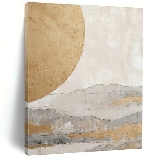 Gold Moon and Mountain Abstract Art for Zen - Inspired Spa & Asian - Inspired Home Living Room DLZ1625