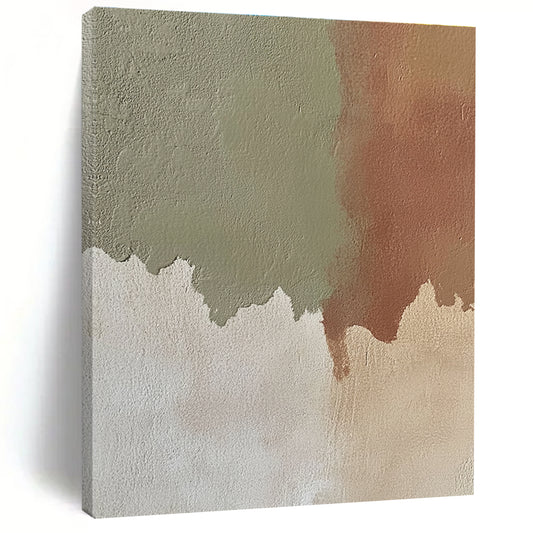 Green and Brown Color Block Abstract for Eco - Friendly Home & Botanical Art Space STSC488