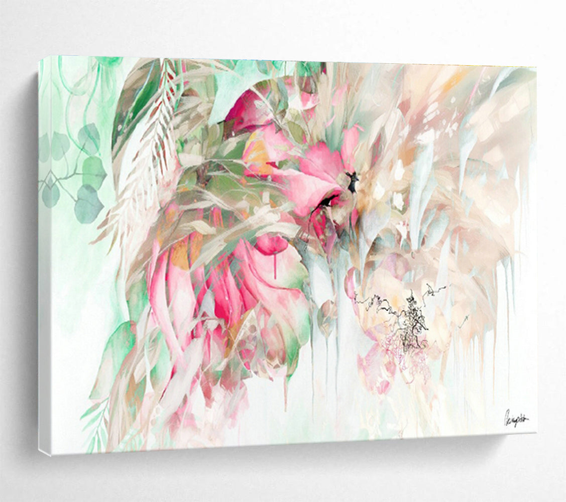 Tropical Flowers and Bird Art for Jungle - Themed Living Space DLZ2918