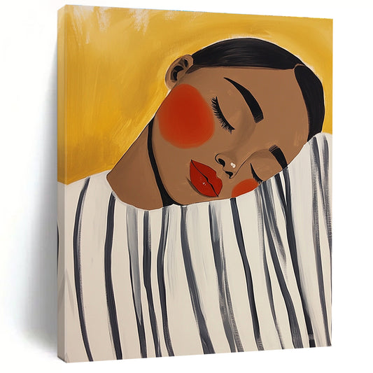 Sleeping Woman with Yellow Background for Minimalist Bedroom & Calming Meditation Room STSC536