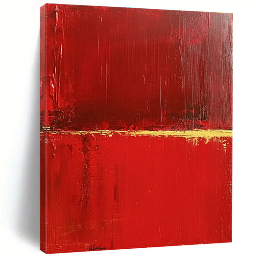 Red and Gold Minimalist Abstract for Luxury Home Entrance & Sophisticated Art Gallery STSC459