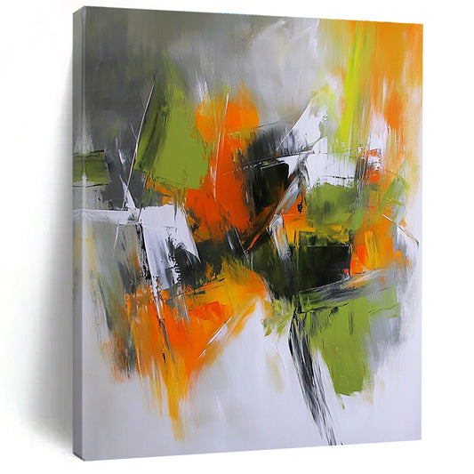 Bold Green and Orange Abstract for Modern Living Room & Art Gallery Café STSC769