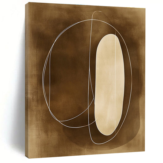 Brown and White Line Abstract for Mid - Century Modern Home & Calming Meditation Space STSC484