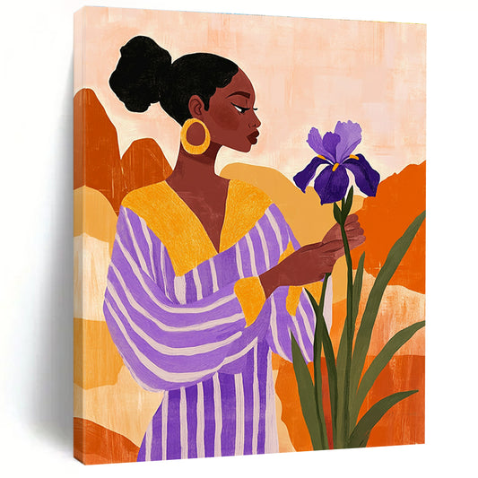 Woman with Purple Flower for Boho - Chic Living Room & Feminine Art Space STSC535