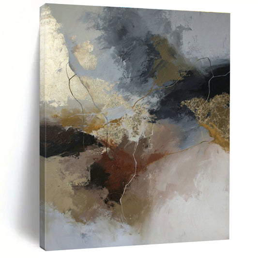 Gold, Brown & Gray Abstract Art for Rustic Winery Tasting Room & Luxury Boutique DLZ1024