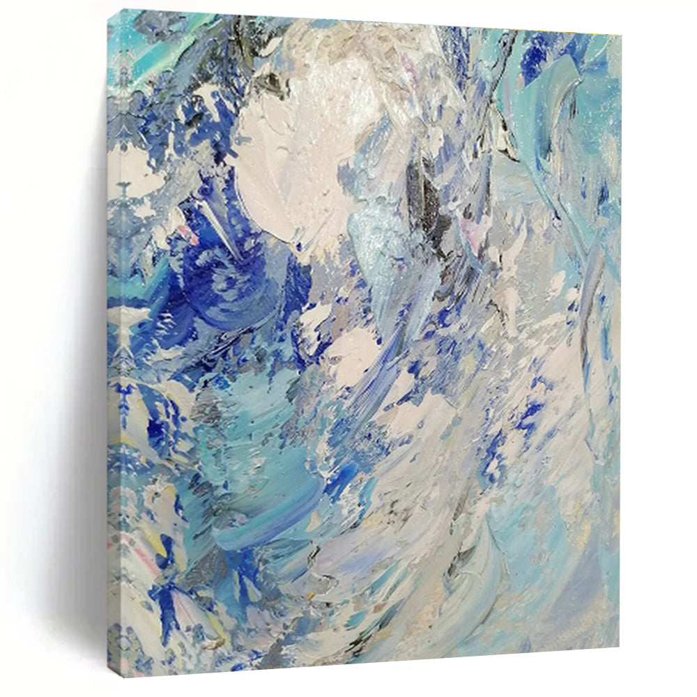 Blue - White Swirl Abstract Painting for Beachfront Restaurant & Nautical - Themed Bar DLZ1295
