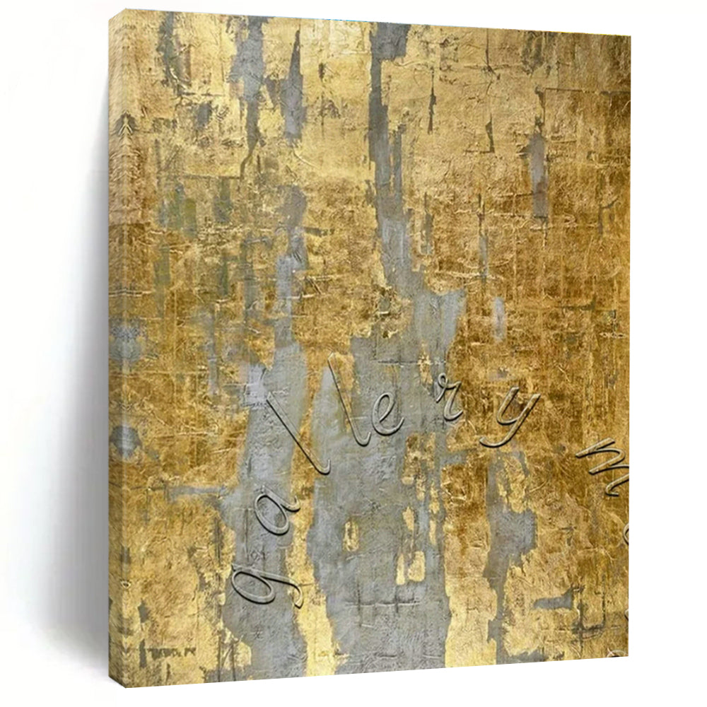 Gold - Gray Textured Abstract Art for Gallery - Themed Restaurant & Upscale Home Library DLZ1775