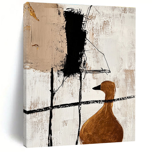 Abstract Duck with Gold Accents for Bohemian - Style Home & Quirky Art Café STSC466