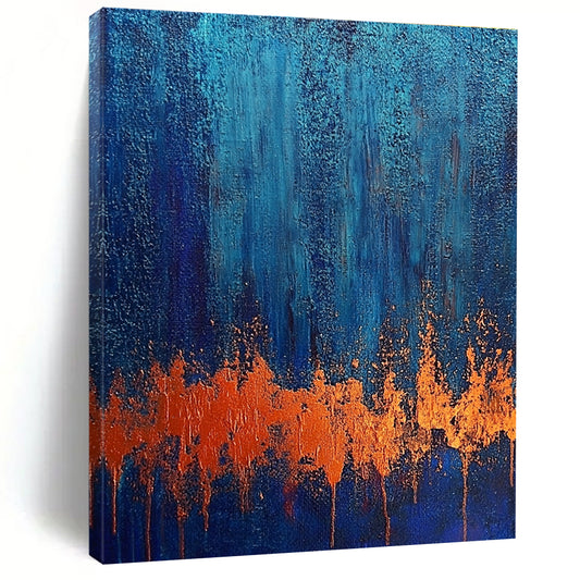 Blue - Orange Splash Abstract Art for Living Room & Art Studio STSC720