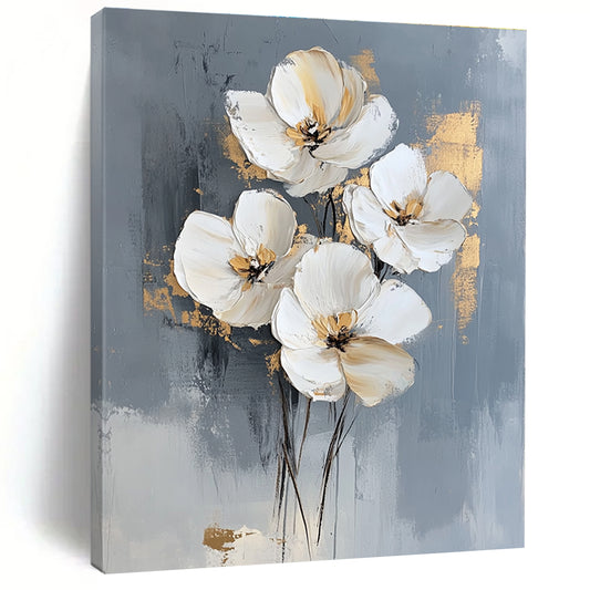 Gray Background White Flowers for Modern Living Room & Sophisticated Office STSC511