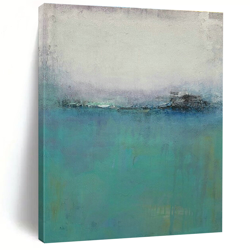 Soft Blue Abstract Landscape Art for Coastal Bedroom & Relaxing Spa Lounge DLZ1481