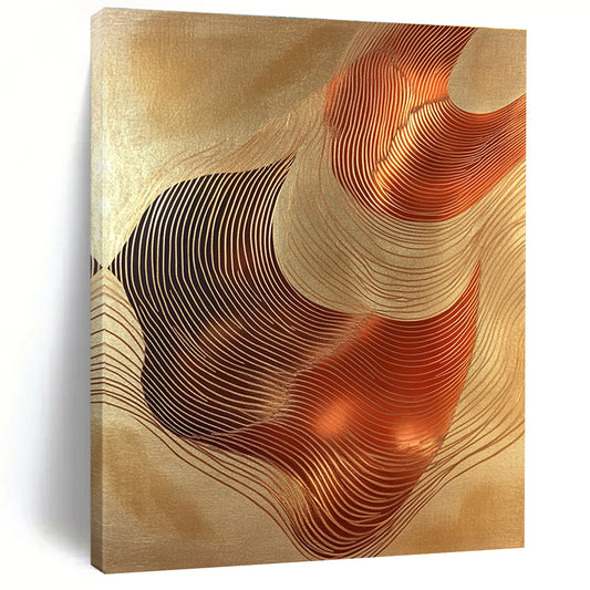 Golden Wavy Lines Art for Luxury Hotel Lobby & Modern Home Living Room STSC1440