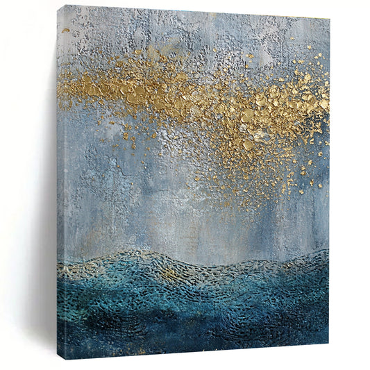Gold Splash Ocean Abstract for Boho - Chic Beach Villa & Art - Centric Hotel Lobby STSC835