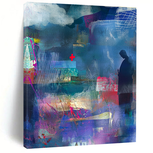 Abstract with Red Cross for Contemporary Art Gallery & Thought - Provoking Library STSC574