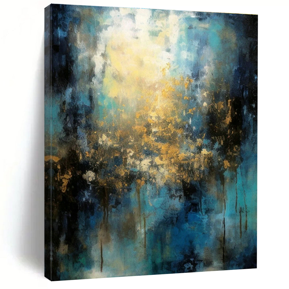 Blue and Gold Radiant Abstract Art for Art Gallery - Style Home & Upscale Event Venue DLZ0746