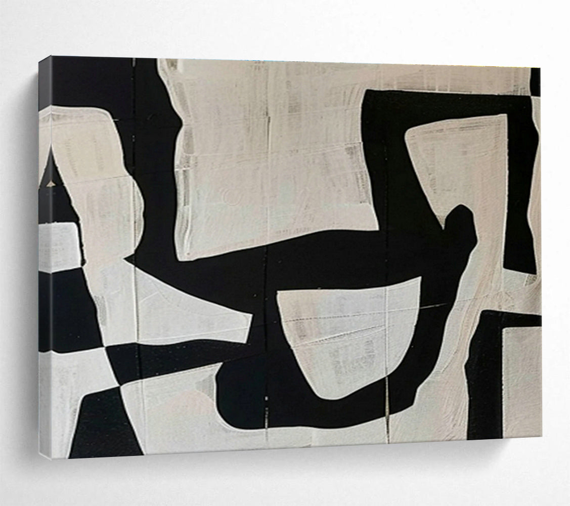 Black - White Collage Abstract Art for Edgy Urban Café Walls DLZ3129