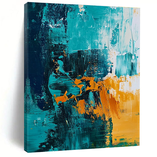 Teal and Orange Abstract Art for Dining Room & Sunroom STSC704