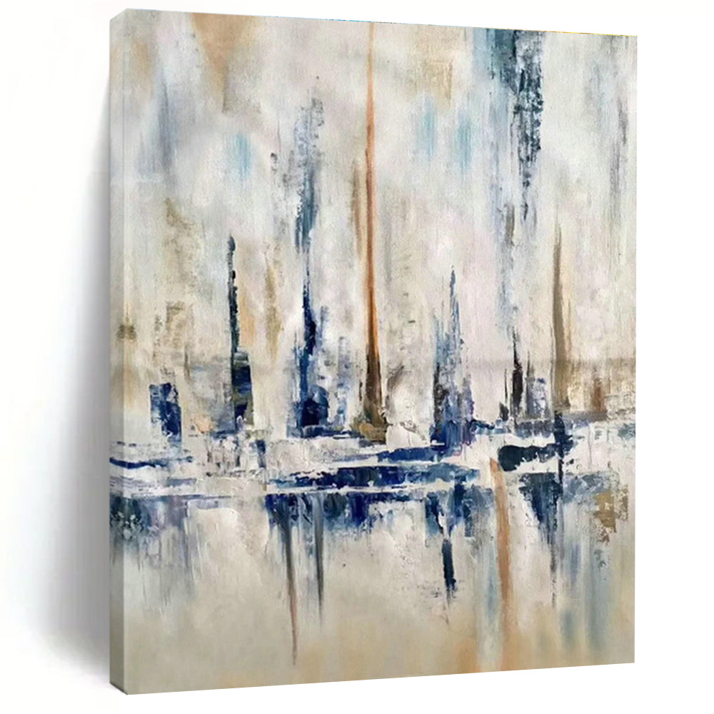 Blue - Grey City Abstract Art for Living Room & Office DLZ0473