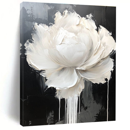 Large White Flower on Black for Luxury Dining Room & High - End Art Showroom STSC517