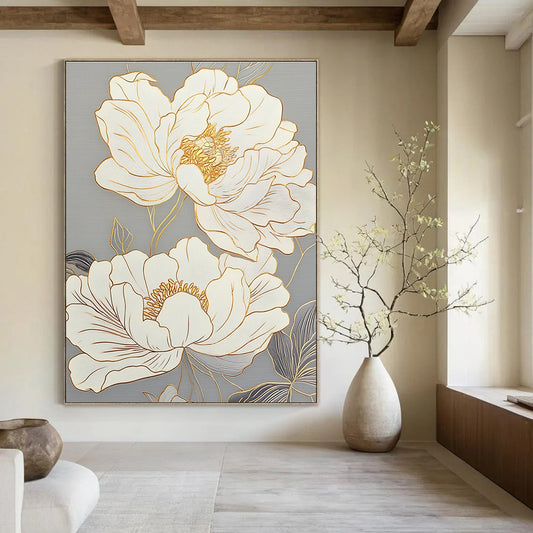 Golden Line Flowers Art for Luxury Hotel Spa & Elegant Home Bathroom STSC1433