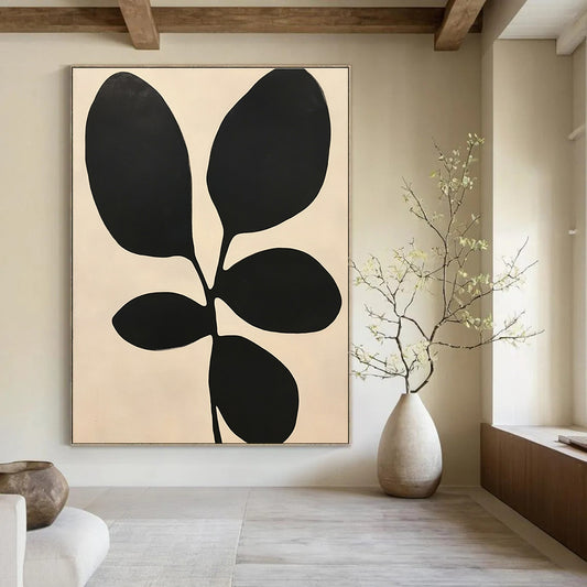 Bold Black Leaves for Minimalist Dining Room & Botanical - Themed Spa STSC1078
