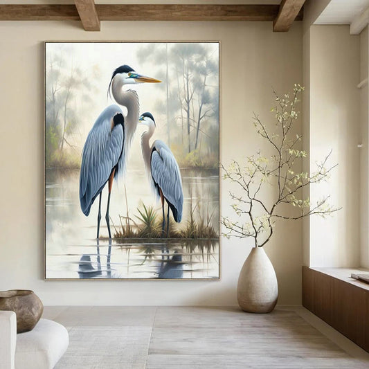 Blue Heron Pair Art for Nature Reserve Visitor Center & Lakeside Cottage DLZ1407