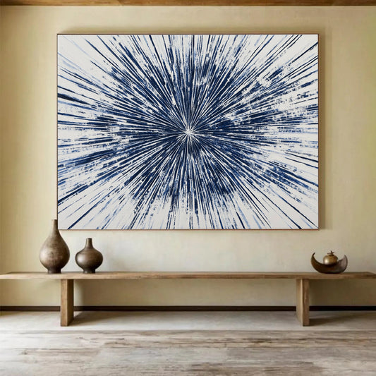 Blue Radial Burst Art for Modern Office Lobby & Art Gallery SC430