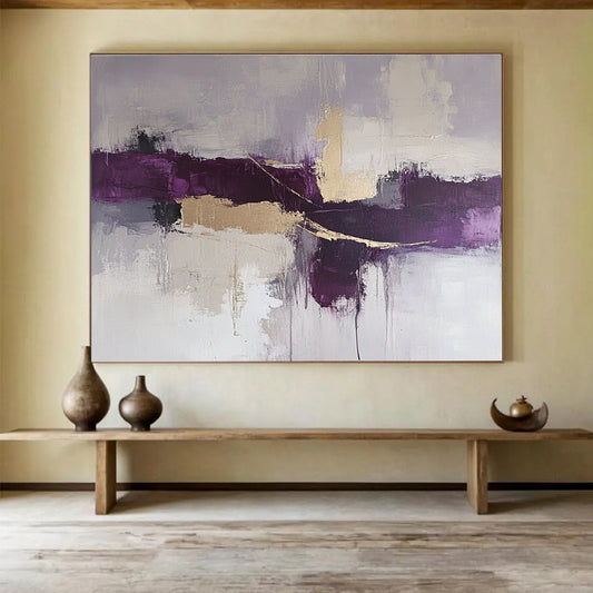 Purple Gold Abstract Art for Sophisticated Wine Bar & Art Deco - Style Lounge SC088