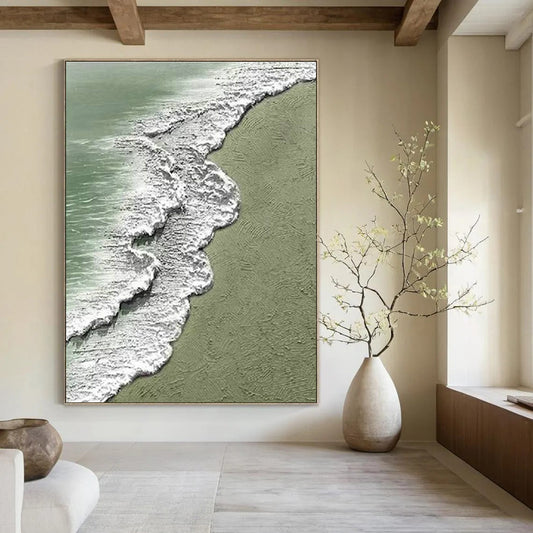 Textured Beach Wave Art for Beach House Living Room & Coastal Café DLZ1484