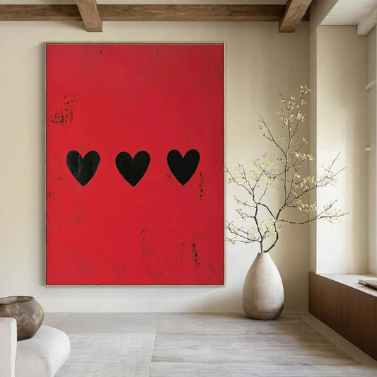 Red - Background Black - Hearts Art for Romantic Restaurant & Pop - Art Gallery DLZ1847