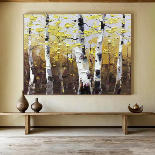 Golden Birch Forest Painting for Autumn - Themed Restaurant DLZ3010