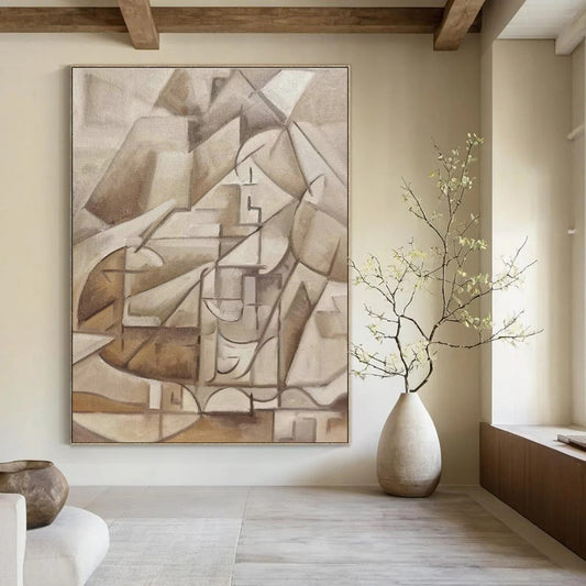 Beige Cubist Abstract Art for Art Gallery & Architect Office DLZ0608