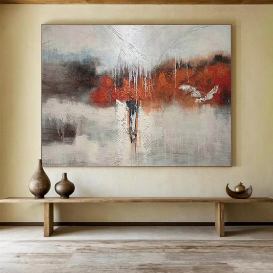 Gray - Orange Abstract Landscape for Minimalist Living Room Corners DLZ2683