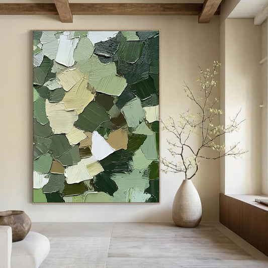 Green Palette Knife Abstract for Nature - Inspired Living Room & Eco - Friendly Café STSC831