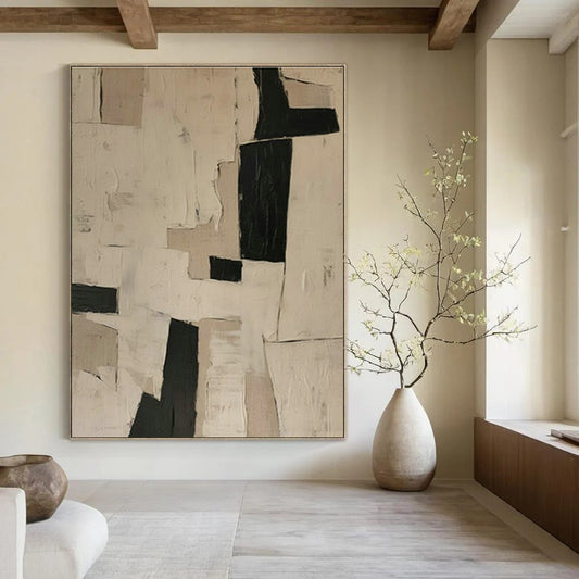 Black - White Collage Abstract Art for Minimalist Gallery & Monochrome Home Office DLZ1852