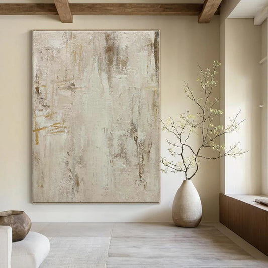 Beige - Gray Abstract Art for Modern Office Reception Lounge Areas DLZ0224