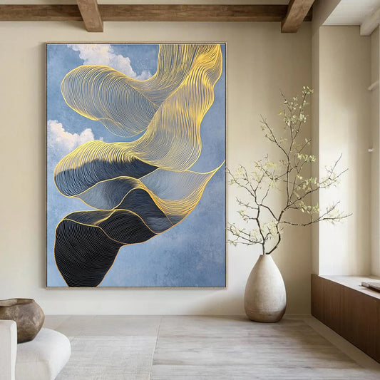 Golden Ribbon - Like Abstract for Luxury Living Room & High - End Spa STSC1283