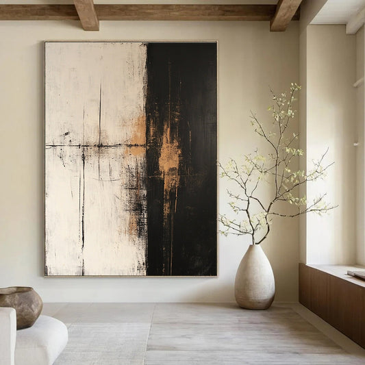 Black and White Abstract Divide for Modern Office & Minimalist Home STSC600